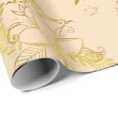 Golden Beige Flower Patterned Cadeaupapier (Rol Hoek)