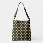 Golden Beige four-pointed Star Pattern op Black Crossbody Tas (Achterkant)