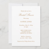 Golden Beige Script Bridal Shower Uitnodiging (Voorkant)