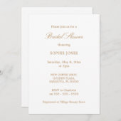 Golden Beige Script Bridal Shower Uitnodiging (Voorkant / Achterkant)