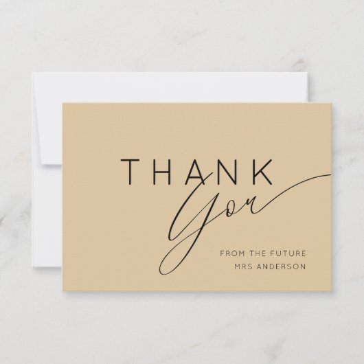 Golden Beige Thank You Bridal Shower  Bedankkaart (Voorkant)