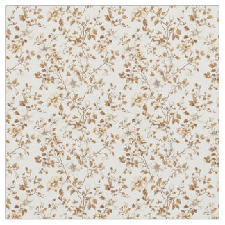 Golden Beige Toile met Rozen en bloesems Stof