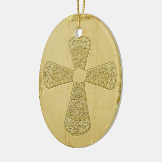 Golden Bell Cross Keramisch Ornament (Links)