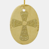 Golden Bell Cross Keramisch Ornament (Voorkant)