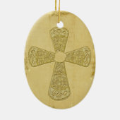 Golden Bell Cross Keramisch Ornament (Achterkant)