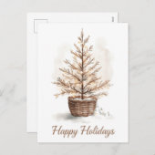 Golden Bell Holly Red Stripe Christmas Feestdagenkaart (Voorkant / Achterkant)