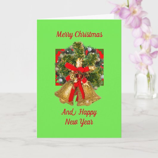 Golden Bells, 5 "x 7" Gevouwen Kerst Kaart (Orchidee)