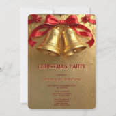 Golden Bells Christmas Holiday Party Invitation Kaart (Voorkant)