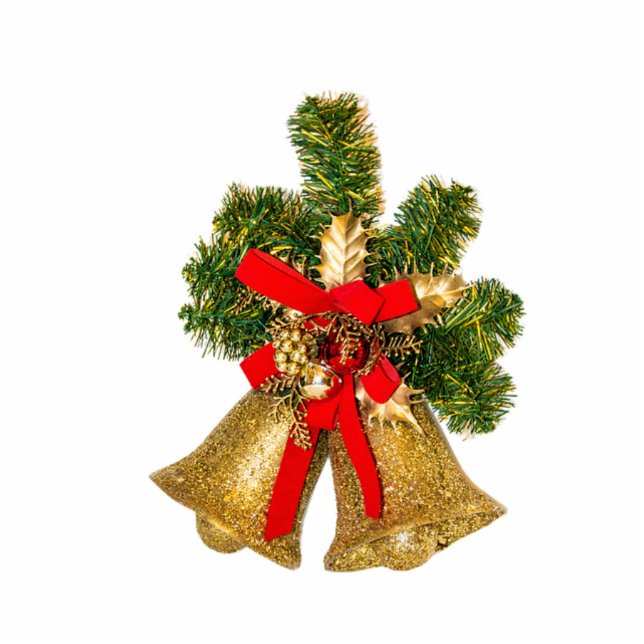 Golden Bells en Holly Kerstkanteling Fotobeeldje Ornament (Voorkant)