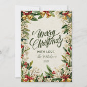 Golden Bells Holly Christmas Feestdagenkaart (Voorkant)