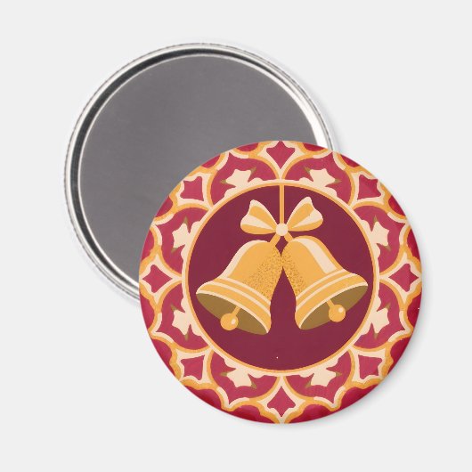 Golden Bells in a Circular Frame Magneet (Voorkant / Achterkant)