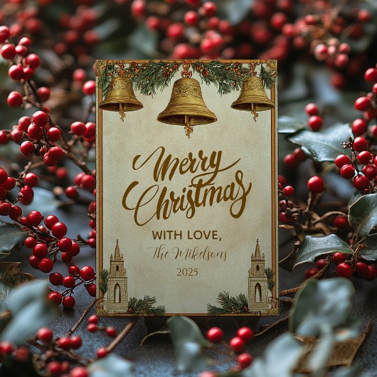 Golden Bells kerst Feestdagenkaart