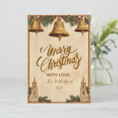 Golden Bells kerst Feestdagenkaart (Staand voorkant)