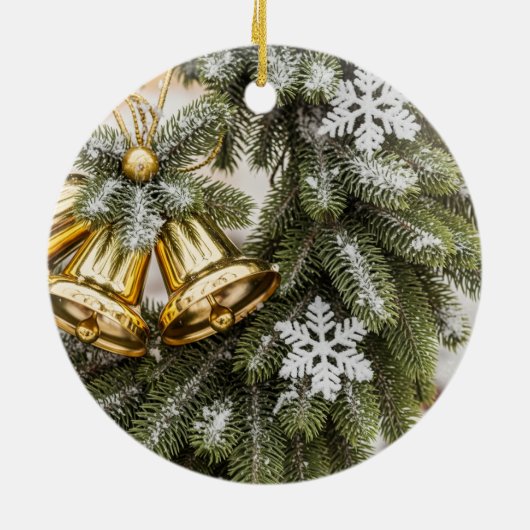 Golden Bells kerstversiering Keramisch Ornament (Achterkant)
