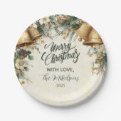 Golden Bells Rustieke Kerst Papieren Bordje (Voorkant)