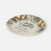 Golden Bells Rustieke Kerst Papieren Bordje (Gekanteld)