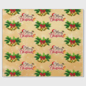 Golden bells  tekst Kerst Wrapping Paper Cadeaupapier (Vlak)