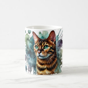Golden Bengal Cat Waterverf Koffiemok