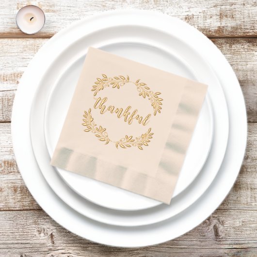 Golden Berry Branch Krans Dankbare Thanksgiving Folie Servetten (Insitu)