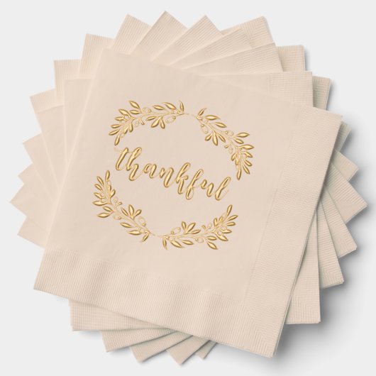 Golden Berry Branch Krans Dankbare Thanksgiving Folie Servetten (Insitu (Gestapeld))