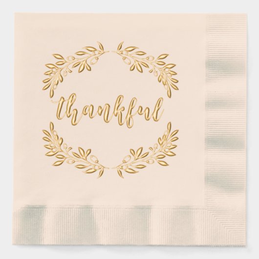 Golden Berry Branch Krans Dankbare Thanksgiving Folie Servetten (Voorkant)