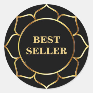 Golden Best Seller Lotus Flower on Black Ronde Sticker