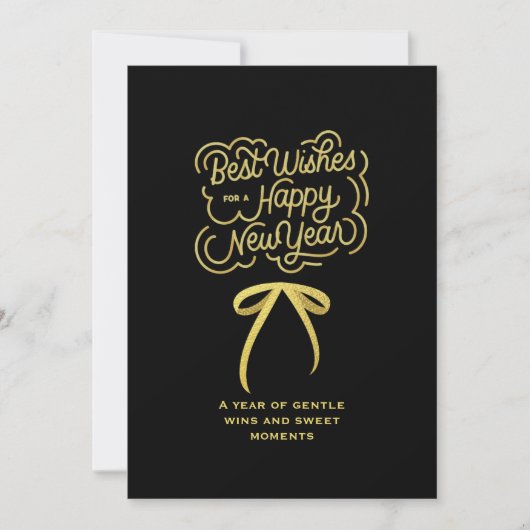 Golden Best Wishes New Year Card Feestdagenkaart (Voorkant)