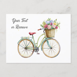 Golden Bicycle met bloemenmand Feestdagenkaart