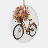 Golden Bicycle met bloemenmand  Keramisch Ornament (Rechts)
