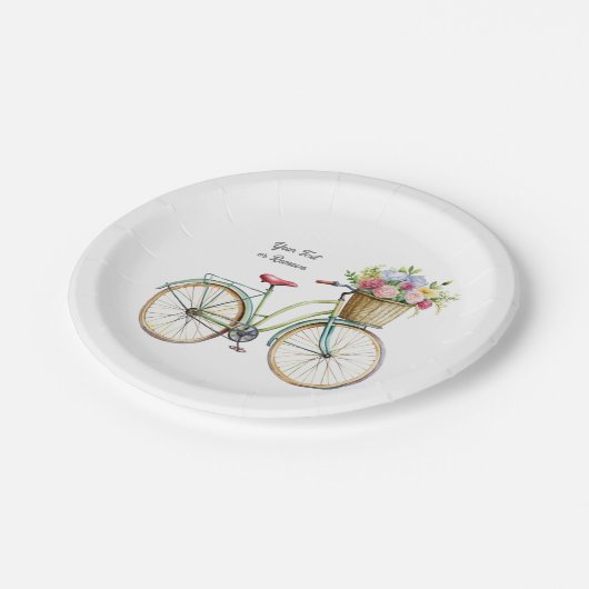 Golden Bicycle met bloemenmand  Papieren Bordje (Gekanteld)