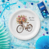 Golden Bicycle met bloemenmand Papieren Bordje (Feest)