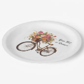 Golden Bicycle met bloemenmand Papieren Bordje (Gekanteld)