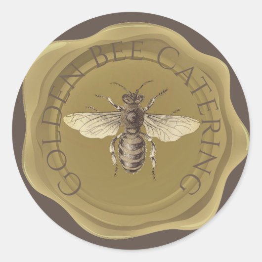 Golden bij bruin gepersonaliseerd waszegel ronde sticker (Voorkant)