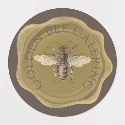 Golden bij bruine gepersonaliseerde waszeelabels labels (Design 2)