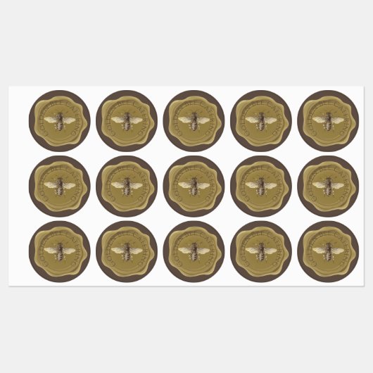 Golden bij bruine gepersonaliseerde waszeelabels labels (Vel)