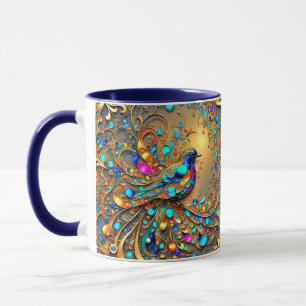 Golden Bird 3D Gouden juwelen Parels Mok