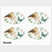 Golden Bird Emerald Vlinder Botanisch Ovale Sticker (Vel)