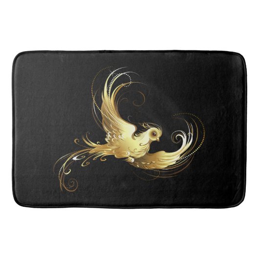 Golden Bird op zwarte achtergrond Badmat (Voorkant)