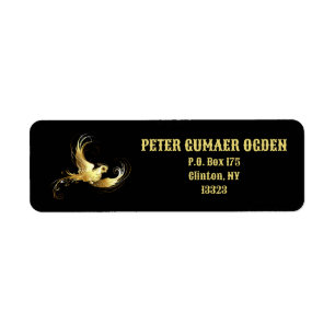 Golden Bird op zwarte achtergrond Etiket