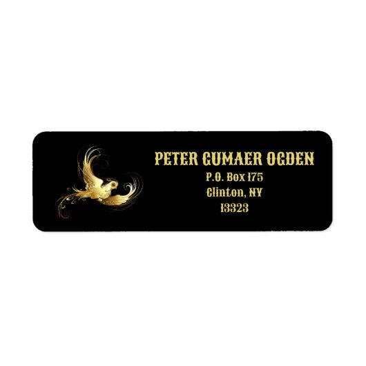 Golden Bird op zwarte achtergrond Etiket (Voorkant)