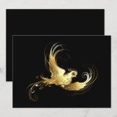 Golden Bird op zwarte achtergrond Feestdagenkaart (Voorkant / Achterkant)