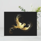 Golden Bird op zwarte achtergrond Feestdagenkaart (Staand voorkant)