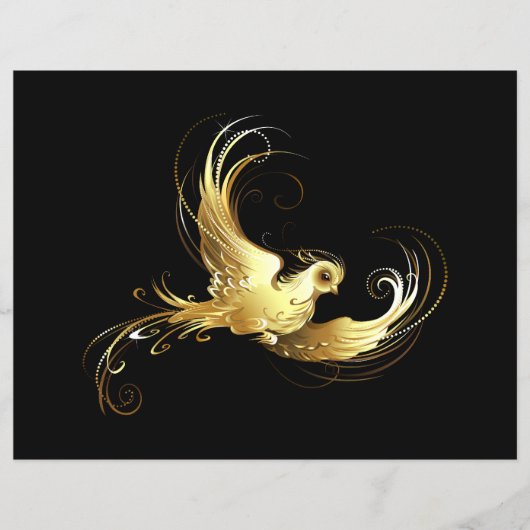 Golden Bird op zwarte achtergrond Flyer (Voorkant)