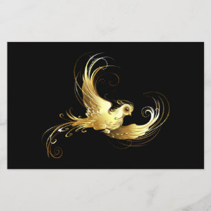 Golden Bird op zwarte achtergrond Flyer