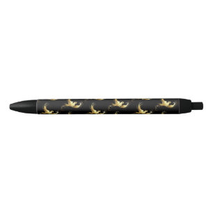 Golden Bird op zwarte achtergrond Inkt Pen