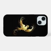 Golden Bird op zwarte achtergrond iPhone 15 Case (Achterkant horizontaal)