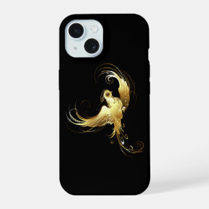 Golden Bird op zwarte achtergrond iPhone 15 Case