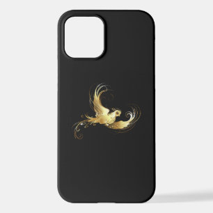 Golden Bird op zwarte achtergrond iPhone 12 Hoesje
