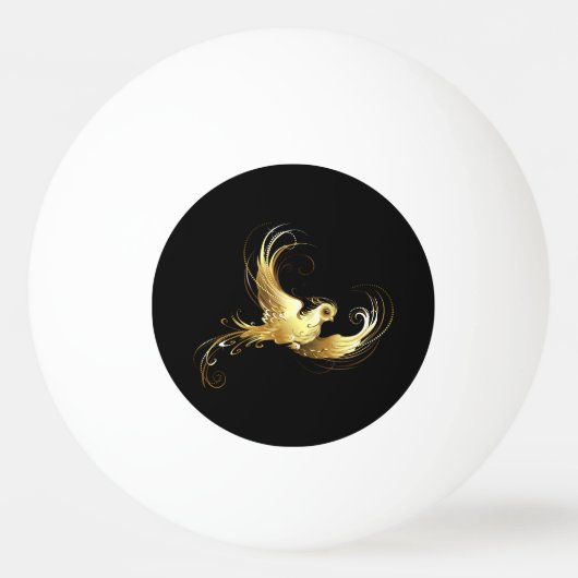 Golden Bird op zwarte achtergrond Pingpongbal (Voorkant)