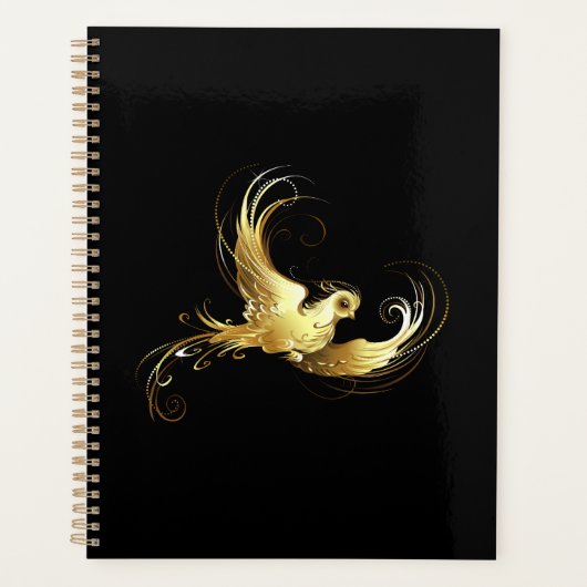 Golden Bird op zwarte achtergrond Planner (Voorkant)